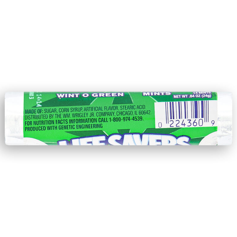 Life Savers Mints Wint O Green back Ingredients