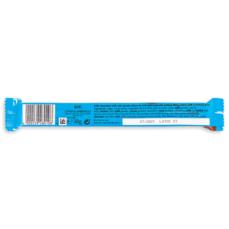 Lindt Lindor Salted Caramel Chocolate Treat Bar 38g Back