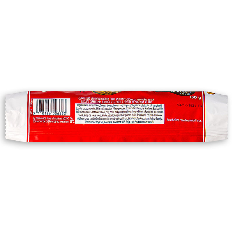 Lotus Sandwich Cookies Milk Chocolate Cream 150g Back Ingredients