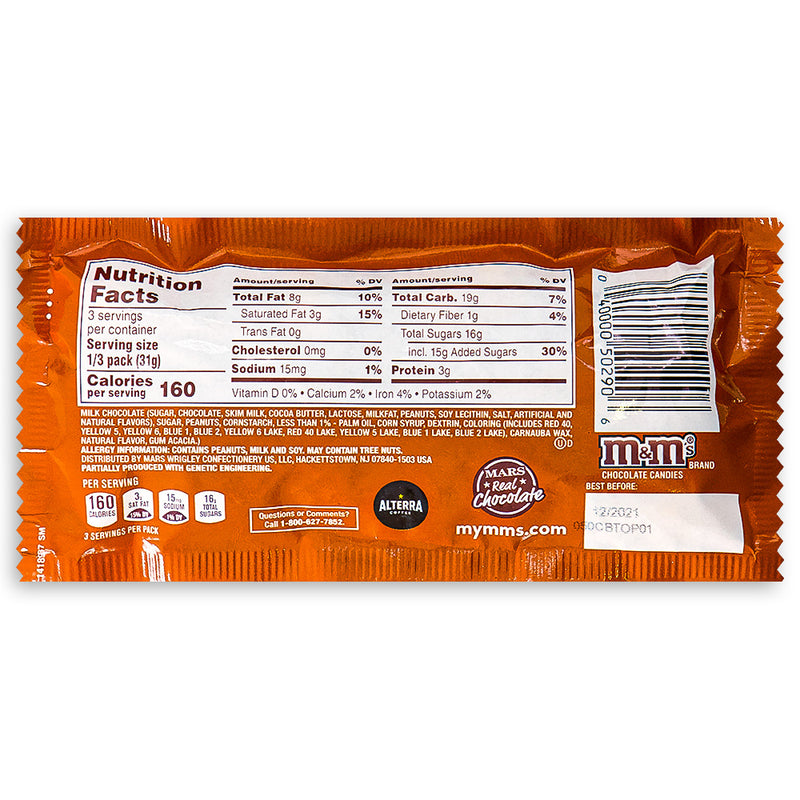 M&M's Coffee Nut Share Size 92g Back Ingredients