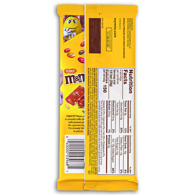 M&M's Milk Chocolate Bar with Minis and Peanuts 110g Back