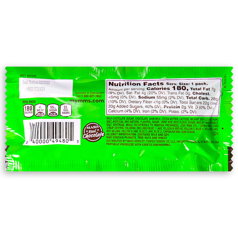 M&M's Crispy 38g Back Ingredients