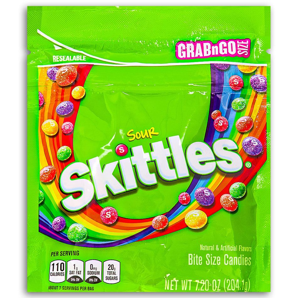 Skittles Sour Candies Grab N Go Size 204.1g Front