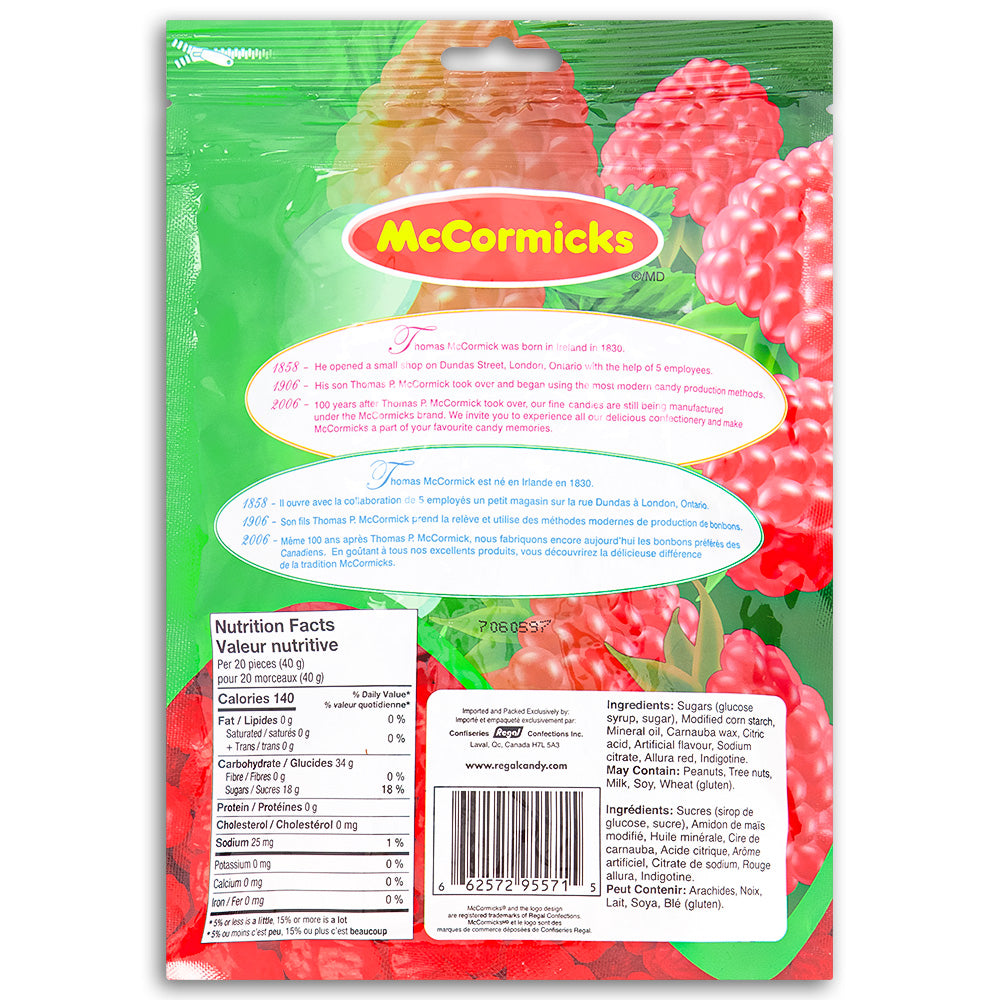McCormicks Mini Red Berries 350g Back Ingredients