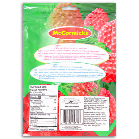 McCormicks Mini Red Berries 350g Back Ingredients