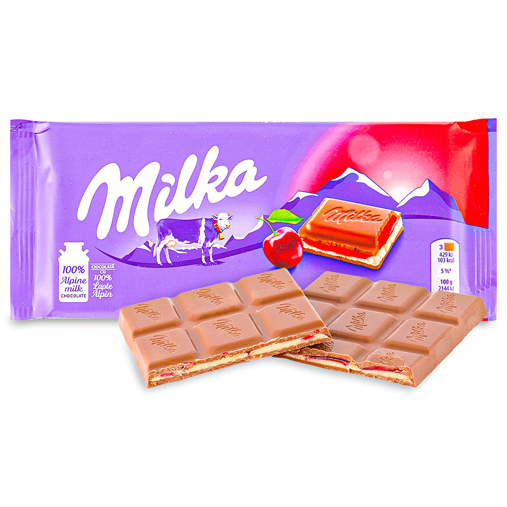 Milka Cherry Creme Chocolate Bar - Milka Bar - European Chocolate - Milka - Milka Chocolate
