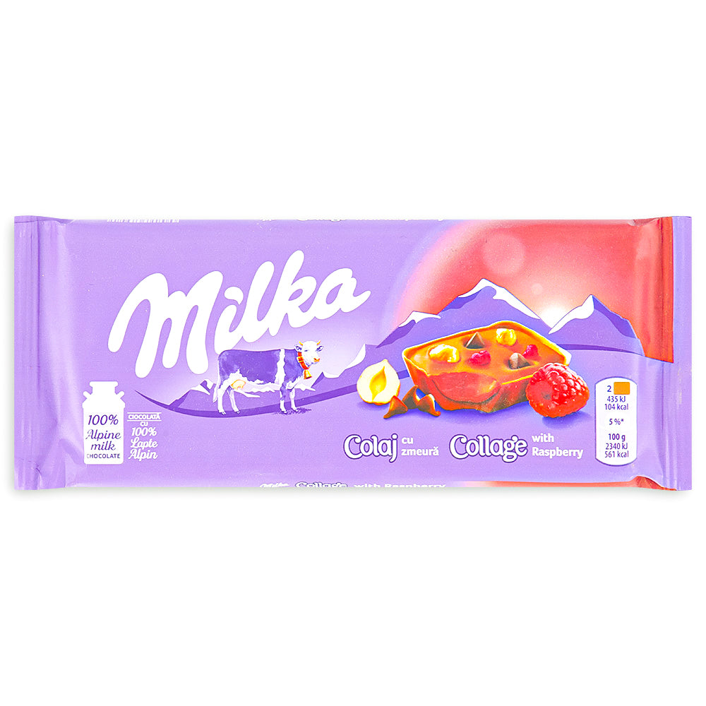Milka Collage Raspberry Chocolate Bar Front