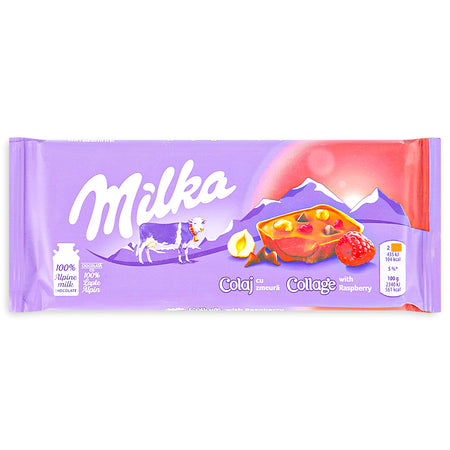Milka Collage Raspberry Chocolate Bar Front