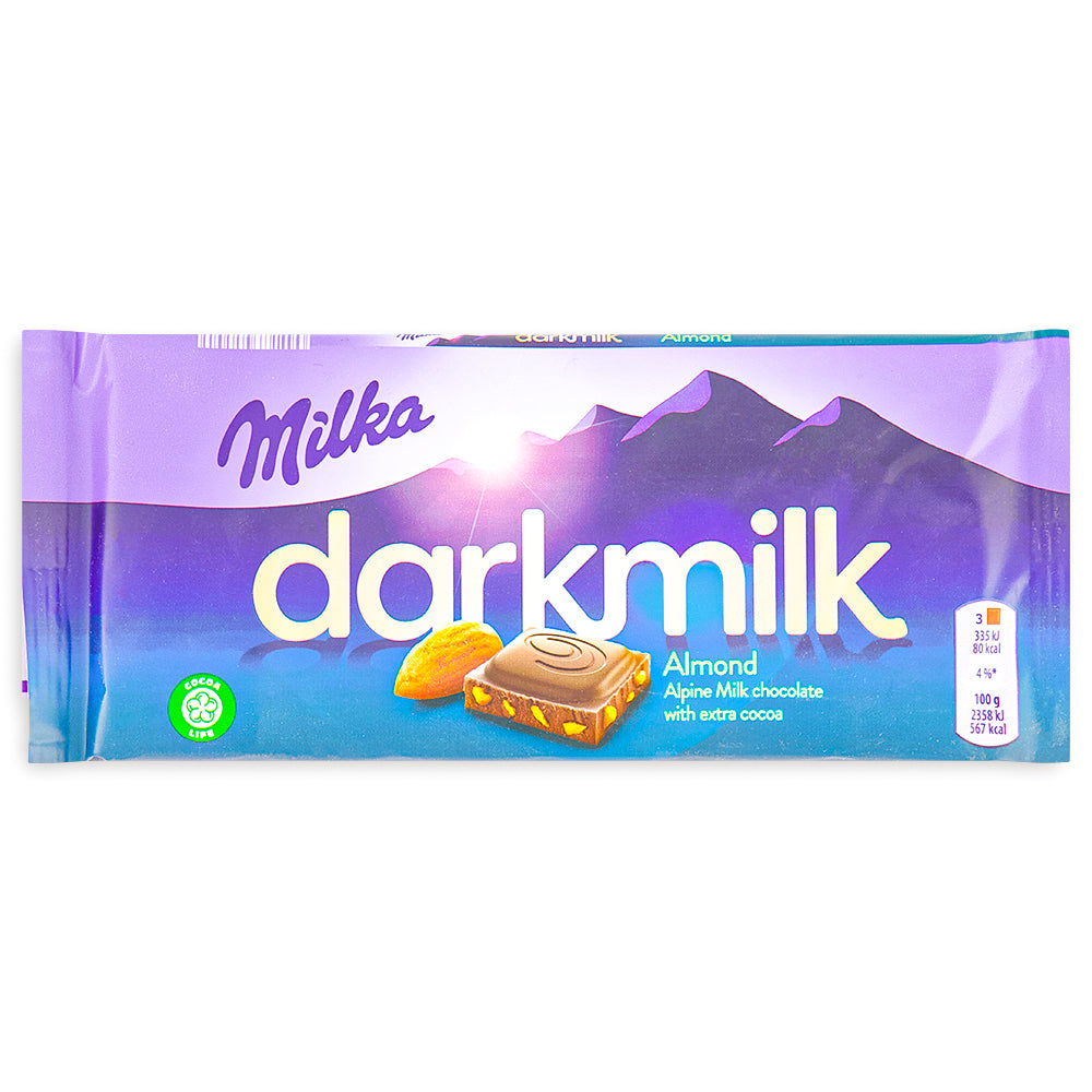Milka DarkMilk Almonds Chocolate Bar 85g Front