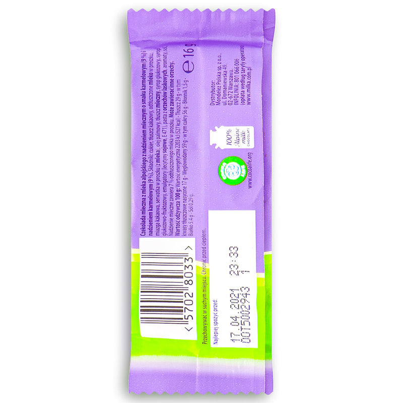 Milka Moo Caramel Creme 16g Back
