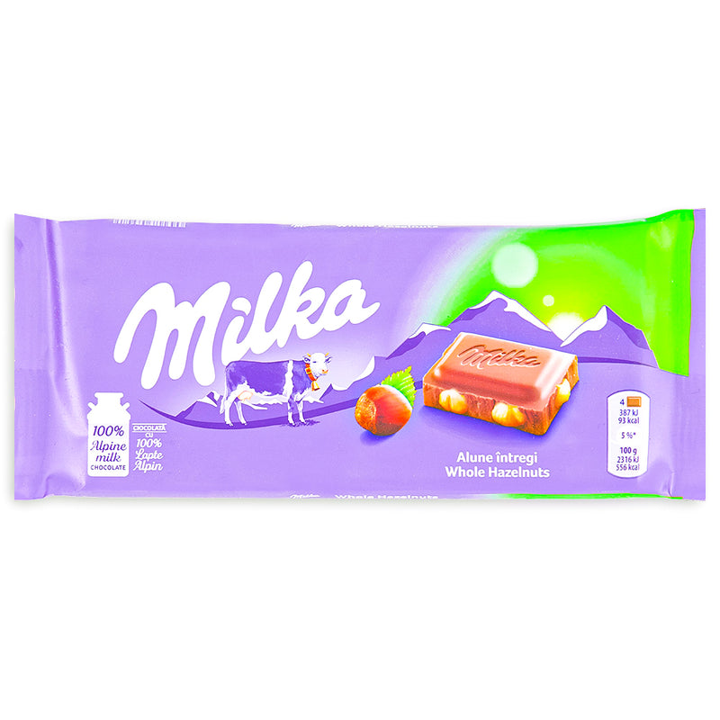 Milka Whole Hazelnuts Chocolate Bar Front