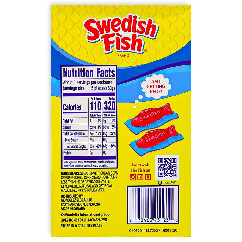 Swedish Fish Red Candy Theatre Pack 3.1oz Back