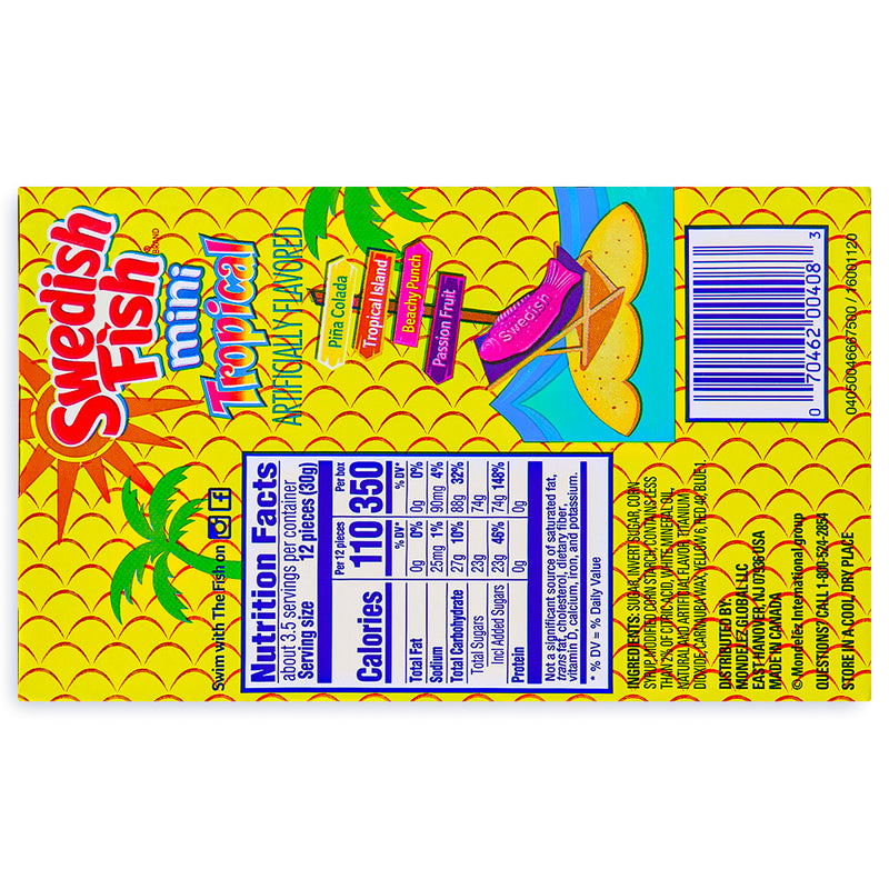 Swedish Fish Mini Tropical Candy Theatre Pack 3.5oz Back