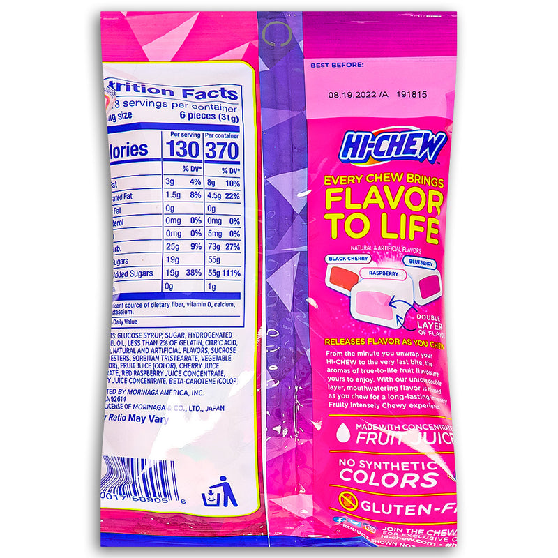 Hi-Chew Berry Mix 3.17oz Back Ingredients