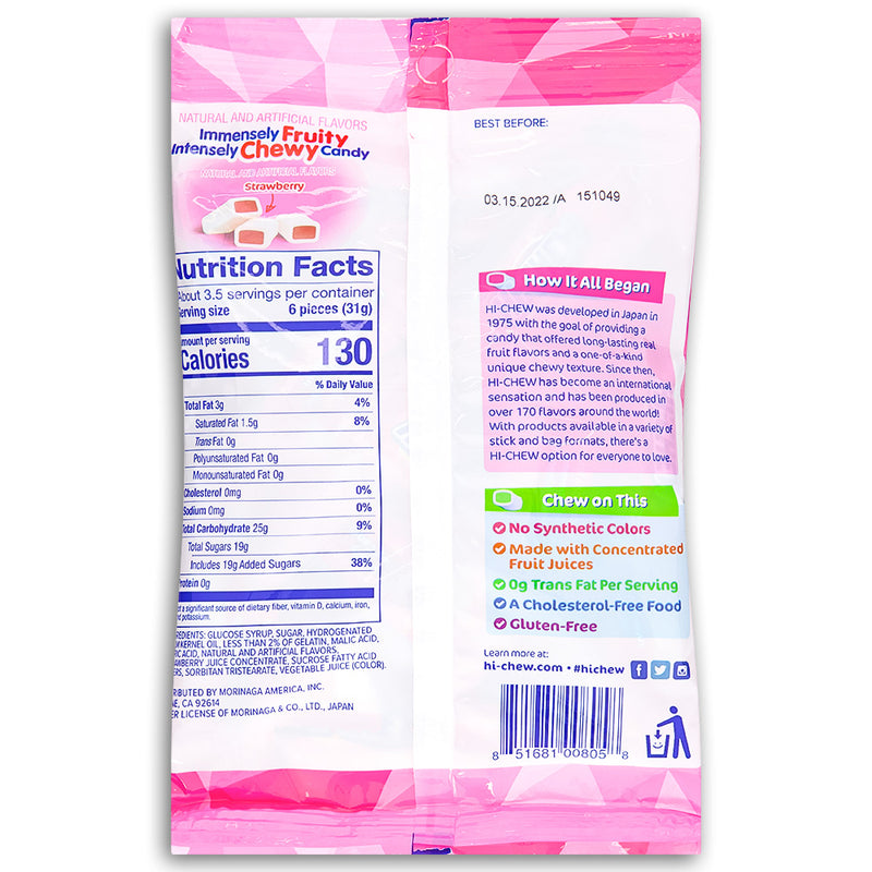 Hi-Chew Strawberry 100g Back Ingredients