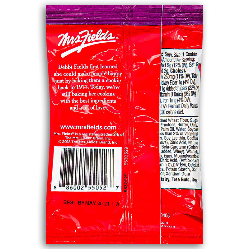 Mrs. Fields Oatmeal Raisin with Walnuts Cookies 60g Back Ingredients