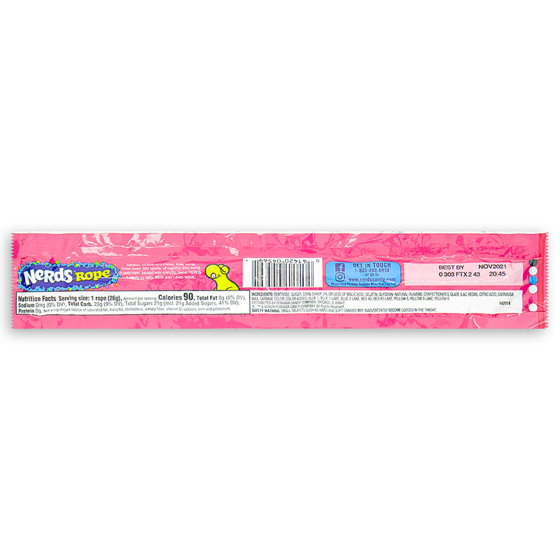 Nerds Rope Rainbow Candy Back Ingredients