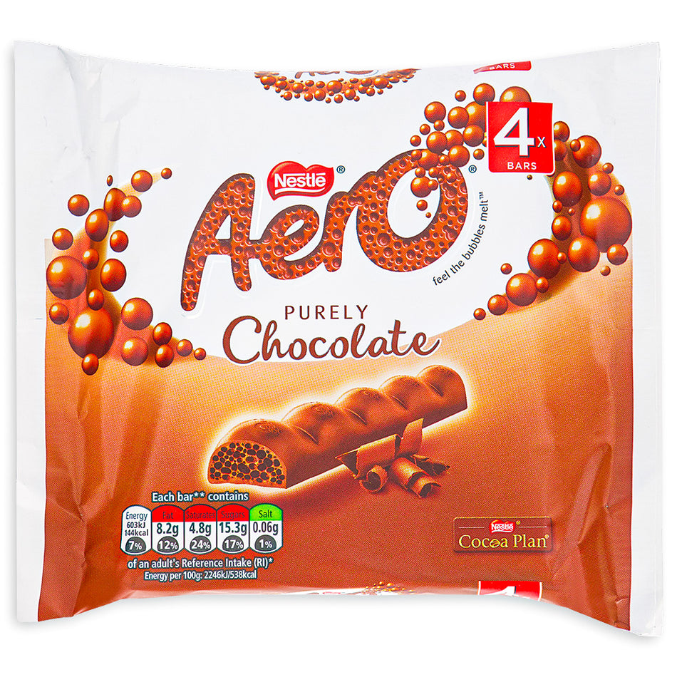 Aero Bubbly Purely Chocolate 4 Pack 108g Front
