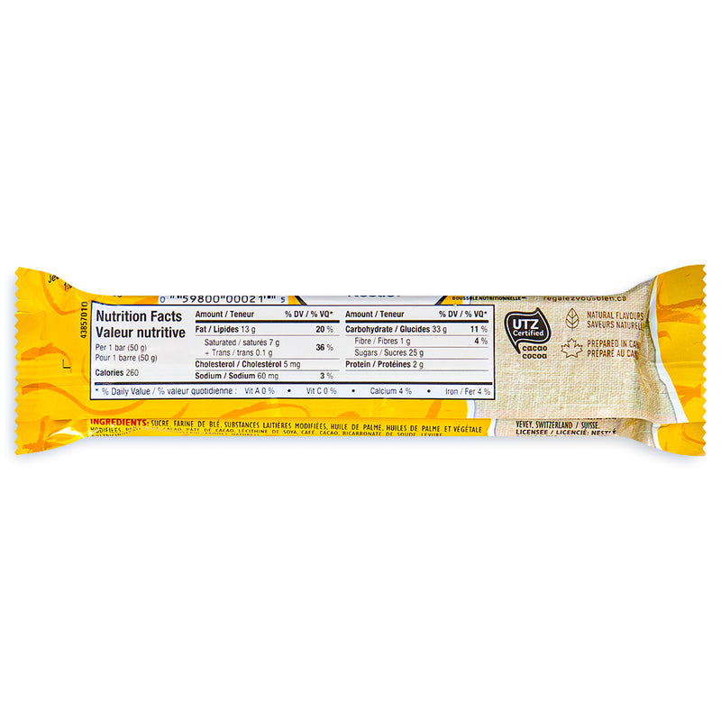 Coffee Crisp 50g - Nestle Canada - Canadian Chocolate Bars Back Ingredients