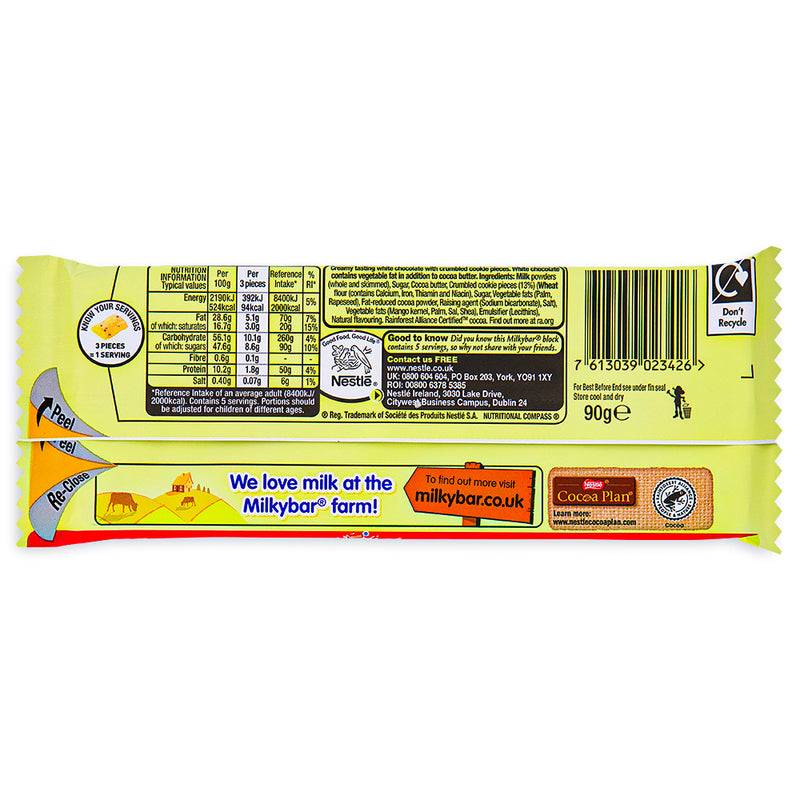 Milkybar Cookies & Cream Block 90g Back
