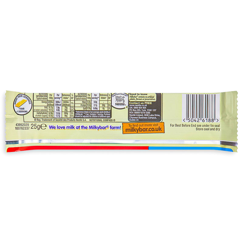 Milkybar 25g Back Ingredients