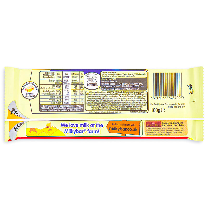 Milkybar Smarties Block UK 100g Back