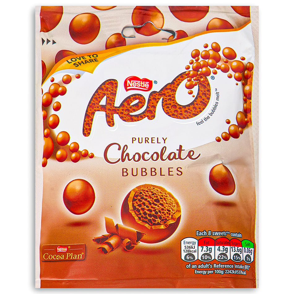 Aero Bubbles Milk Pouch UK 102g Front British Chocolate