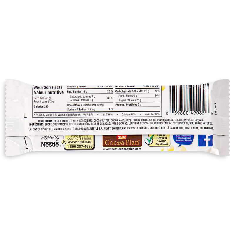 Aero Bubbly White Chocolate Bar 42g Back