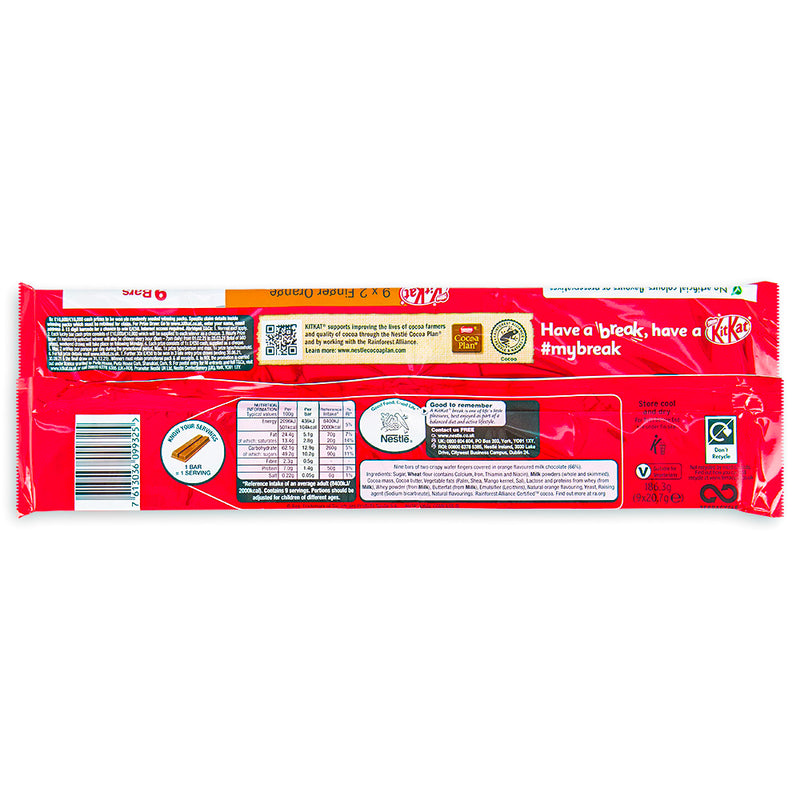 Kit Kat Orange 9 Pack UK 186.3g Back