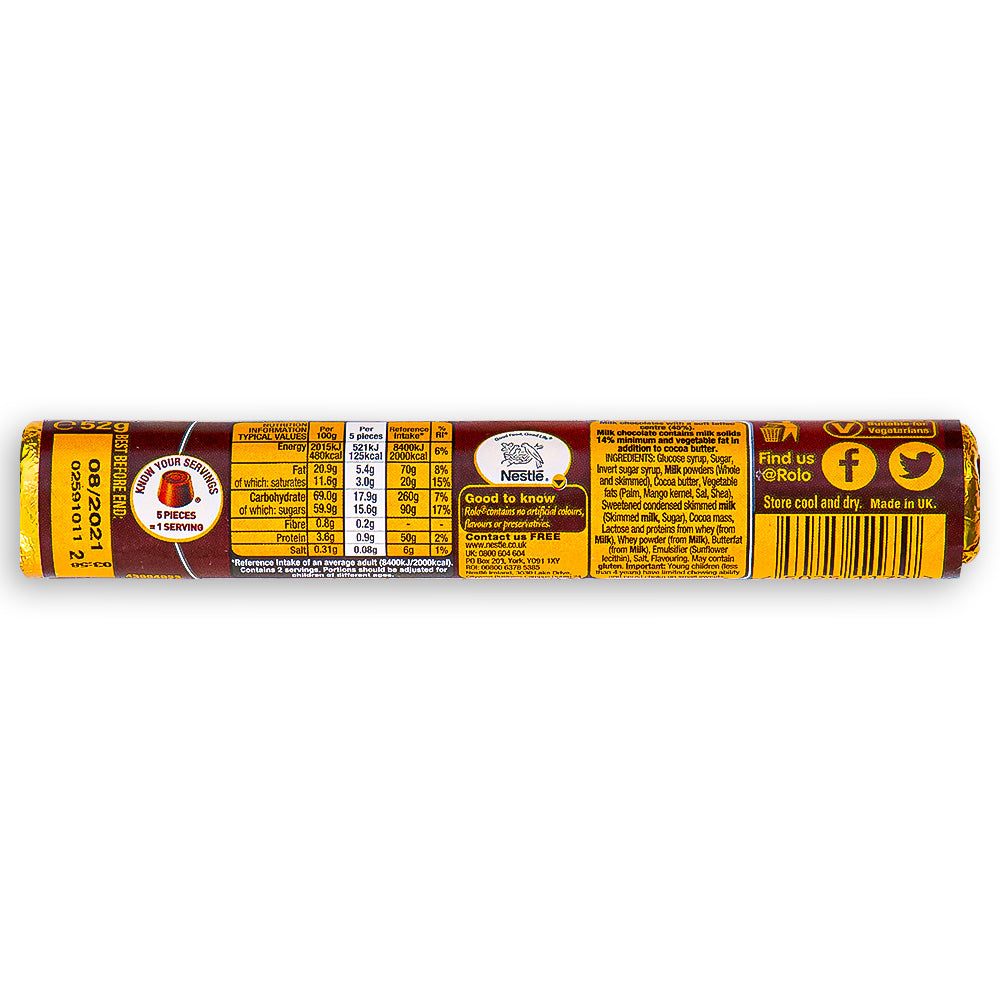  Rolo - Chocolate Caramel Roll 52g Back Ingredients