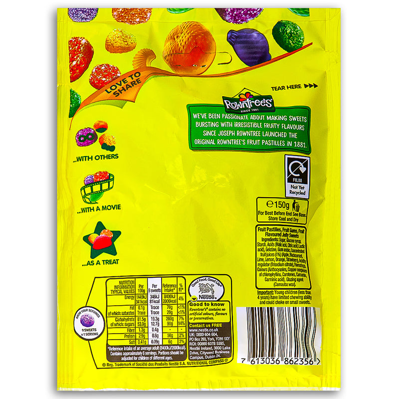 Rowntrees Pick & Mix UK 150g Back Ingredients