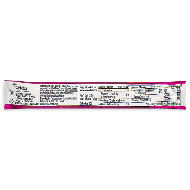 Panda All Natural Raspberry Licorice Bars 32g Back Ingredients