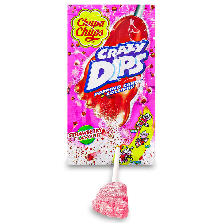 Chupa Chups Crazy Dips Strawberry Lollipops 14g