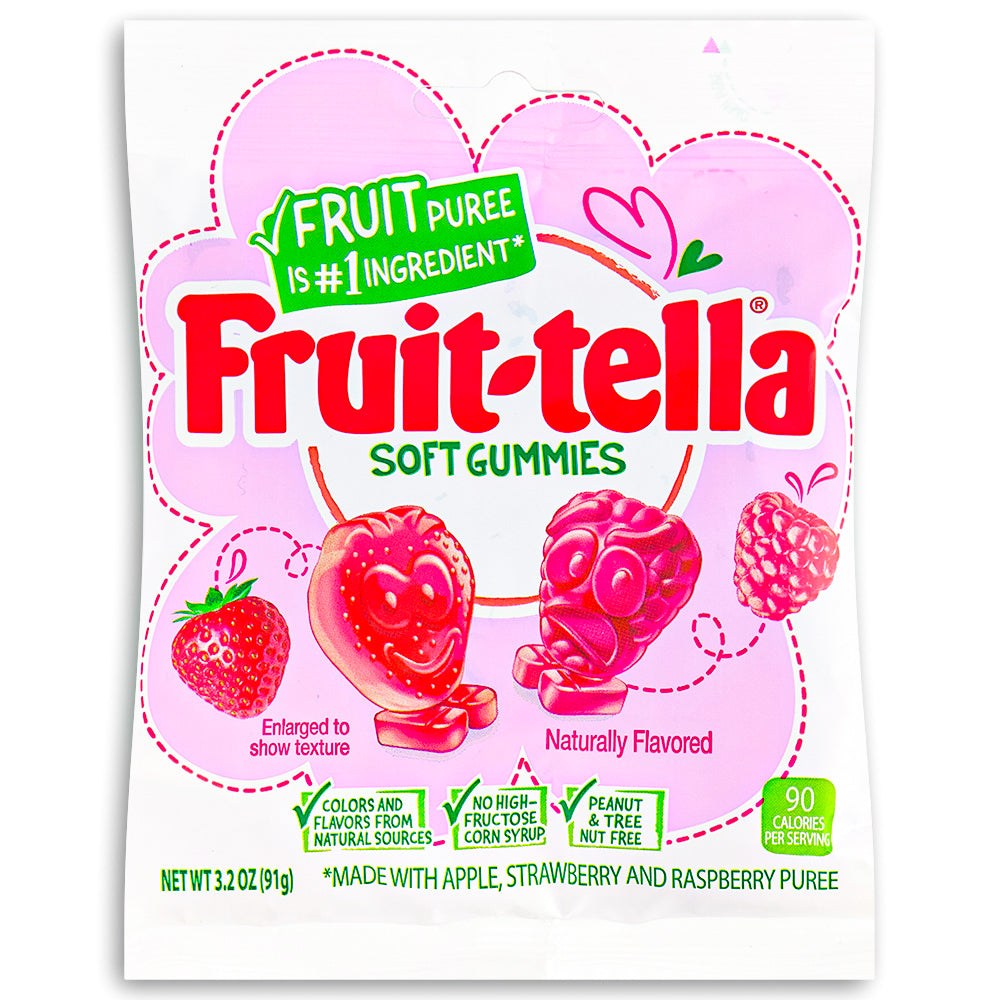 Fruit-tella Strawberry Raspberry Soft Gummies 3.2oz Front