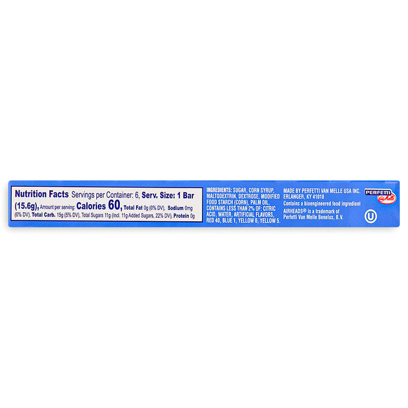 AirHeads Candy 6 Bars Theatre Pack - 94g Back