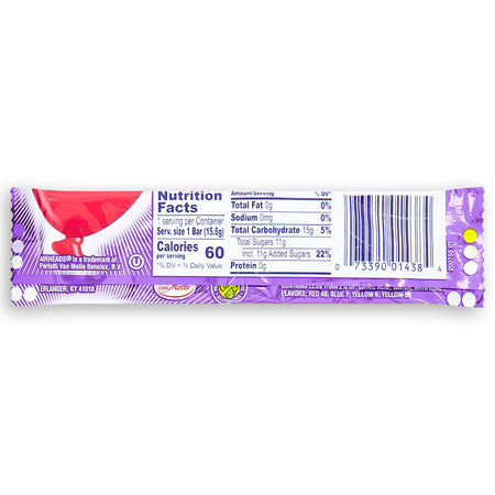 Airheads Candy - Grape Taffy Bars 15.6g Back Ingredients