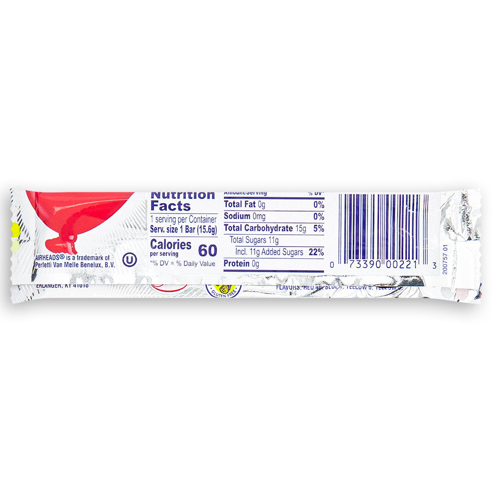 AirHeads Candy Taffy Bars White Mystery - 15.6gBack Ingredients