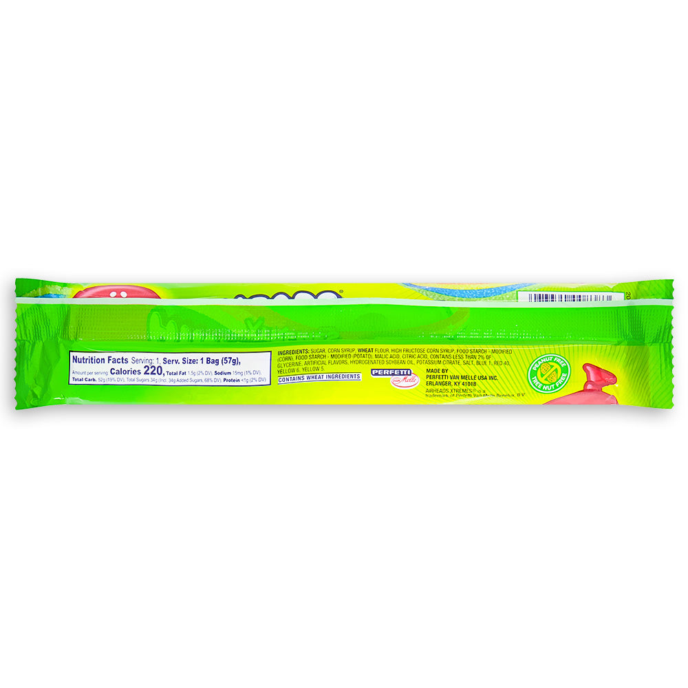 AirHeads Xtremes Belts Rainbow Berry 2oz Back Ingredients