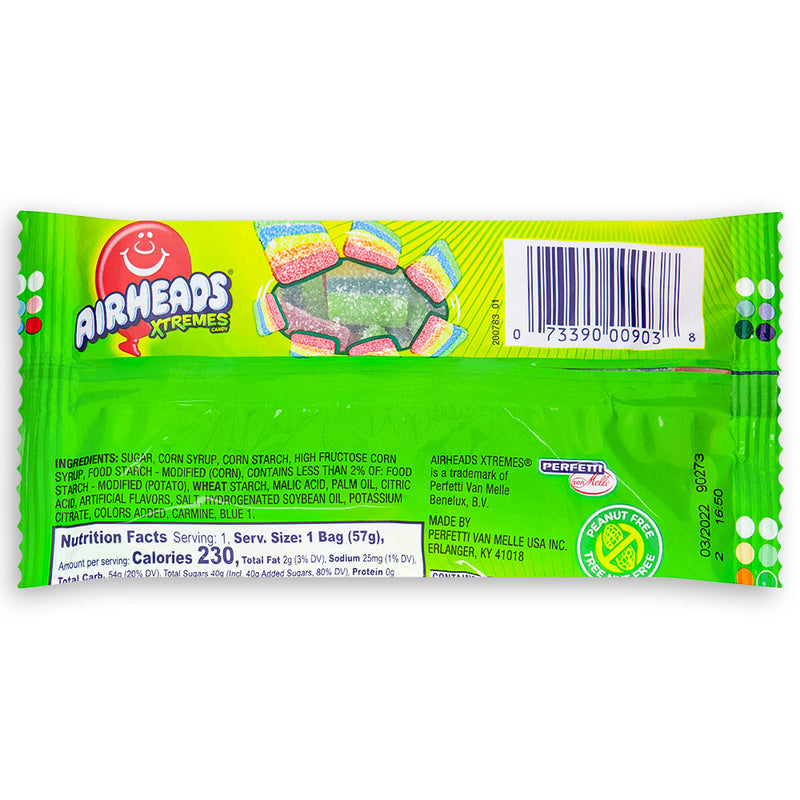 Air Heads Xtremes Bites Rainbow Berry 2oz Back Ingredients