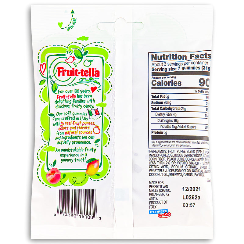 Fruit-tella Mango Peach Soft Gummies 3.2oz Back