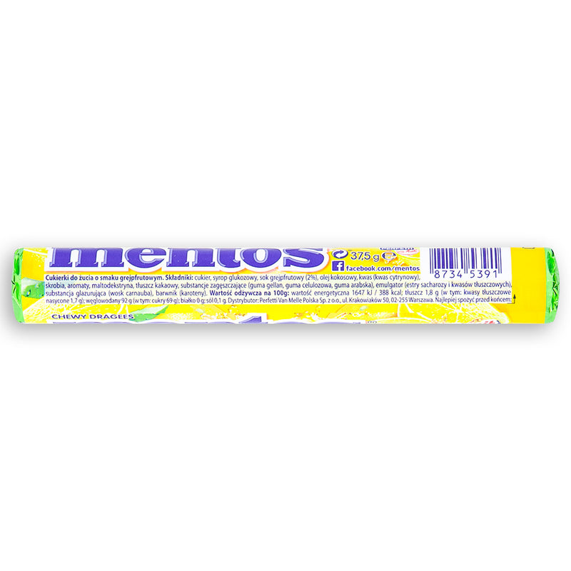 Mentos Grapefruit Back Ingredients