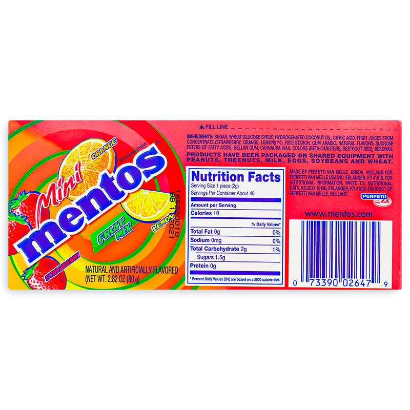 Mini Mentos Fruit Mix Theatre Pack Back
