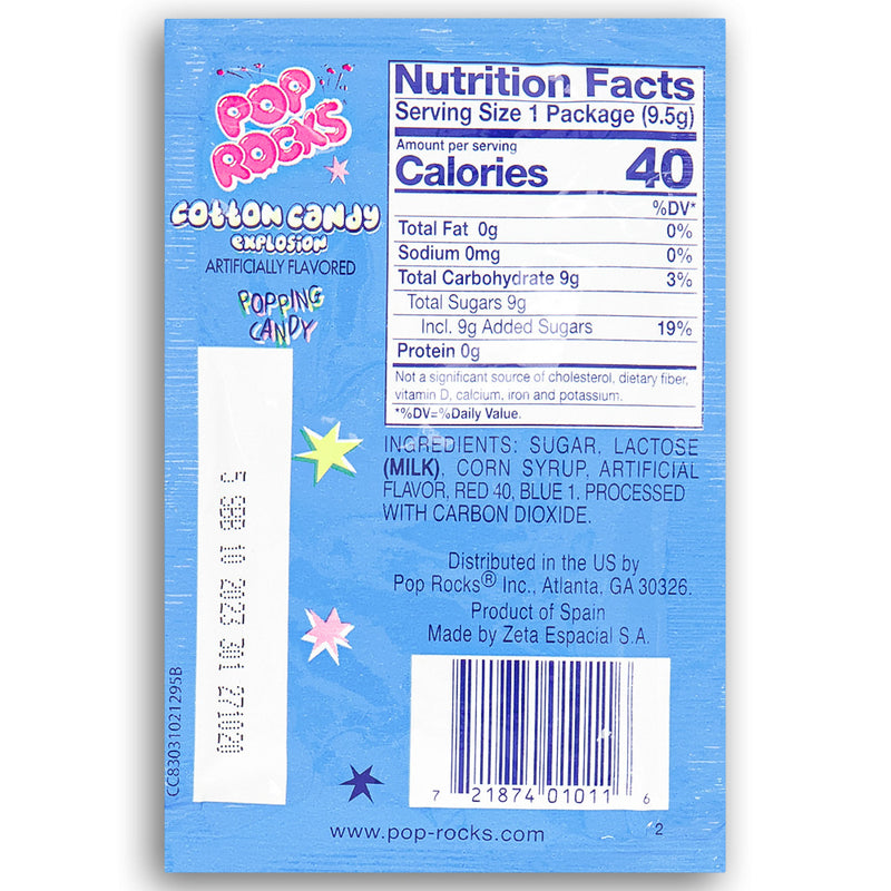 Pop Rocks Cotton Candy Explosion Back Ingredients