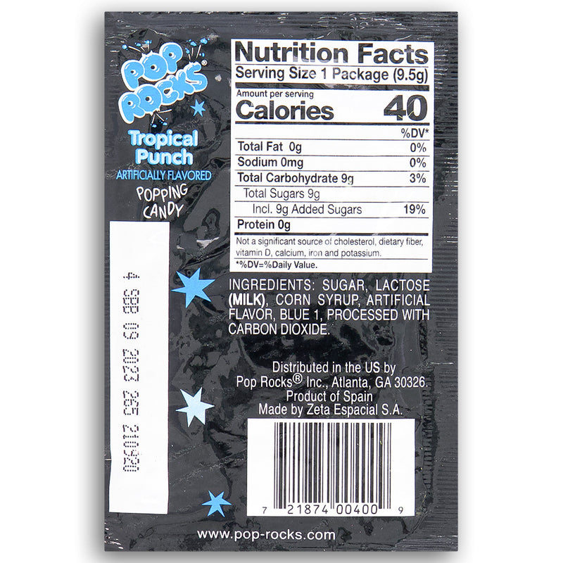 Pop Rocks Tropical Punch Popping Candy Back Ingredients