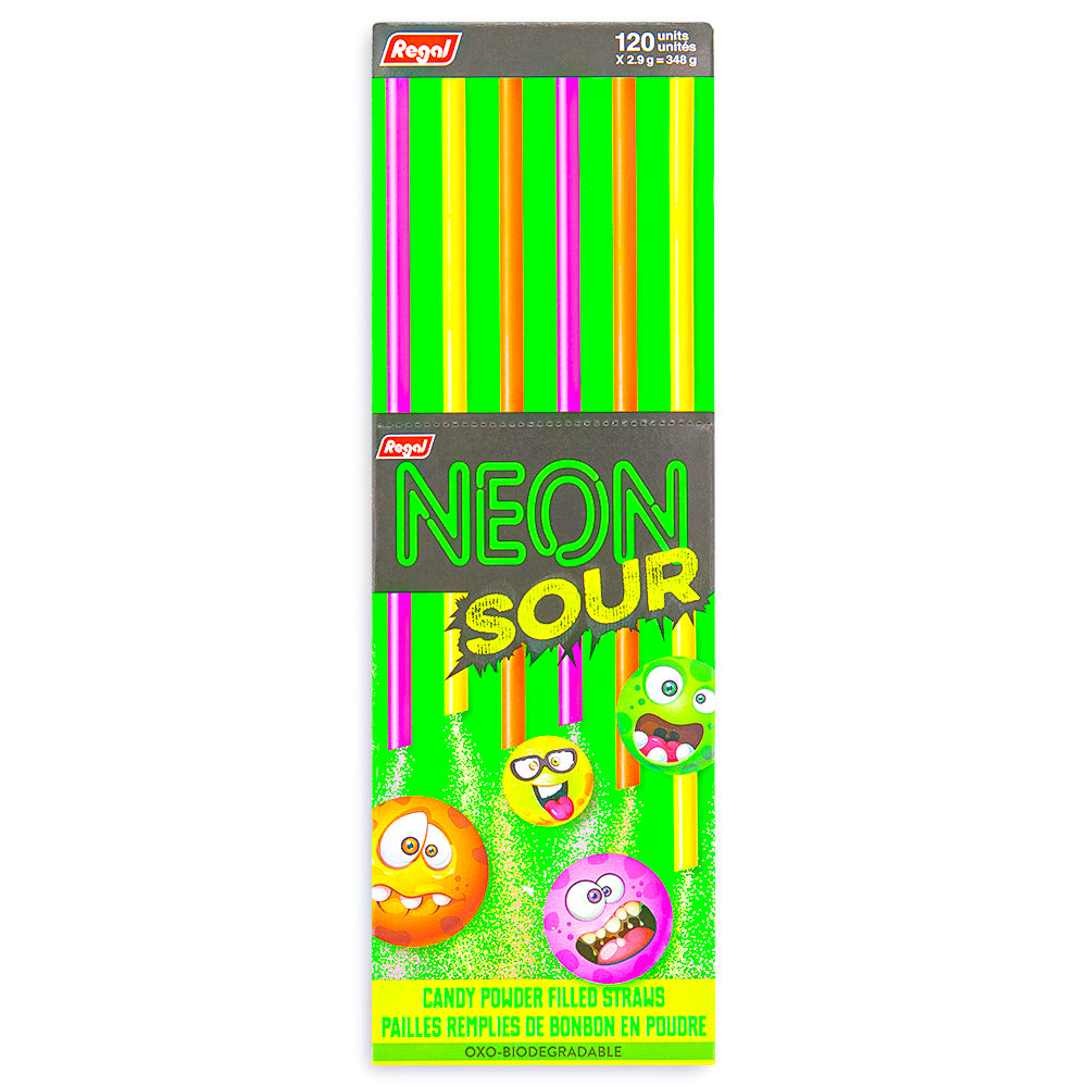 Neon Sour Candy Straws 120 CT Front