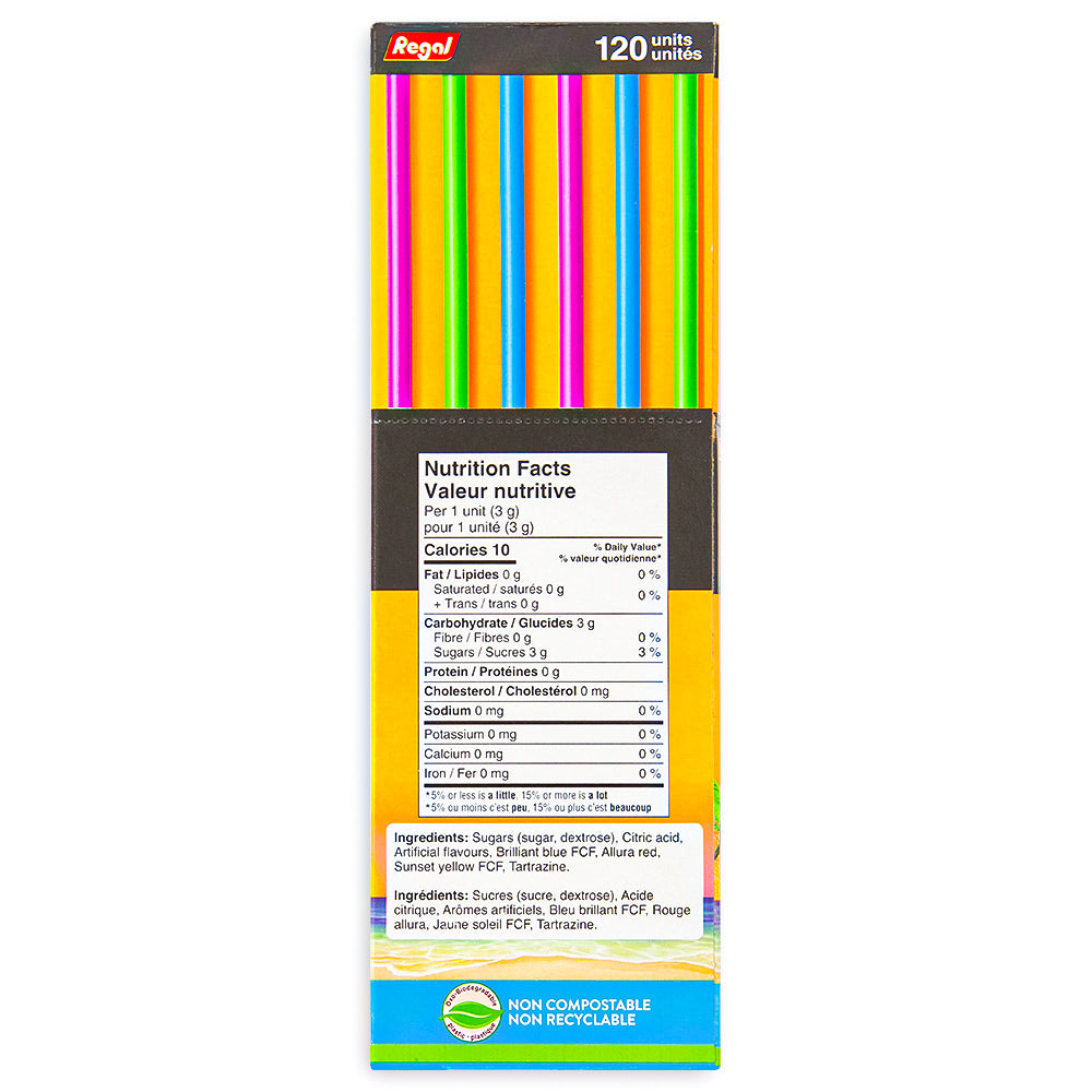 Neon Tropical Candy Straws 120 CT Back
