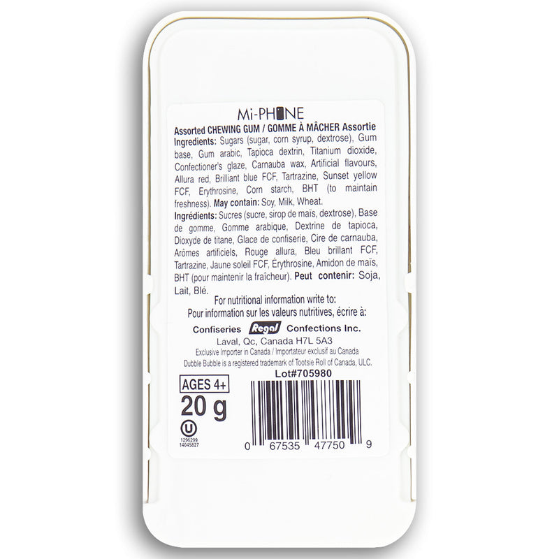 Mi-Phone with Bubble Gum 20 g Back Ingredients