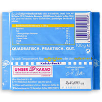 Ritter Sport 30% Cocoa Alpine Milk Chocolate 100g Back Ingredients