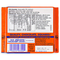 Ritter Sport Dark Chocolate Intense - 74% Cocoa from Peru Back Ingredients