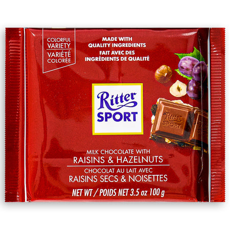 Ritter Sport Milk Chocolate with Raisins & Hazelnuts 110g Front